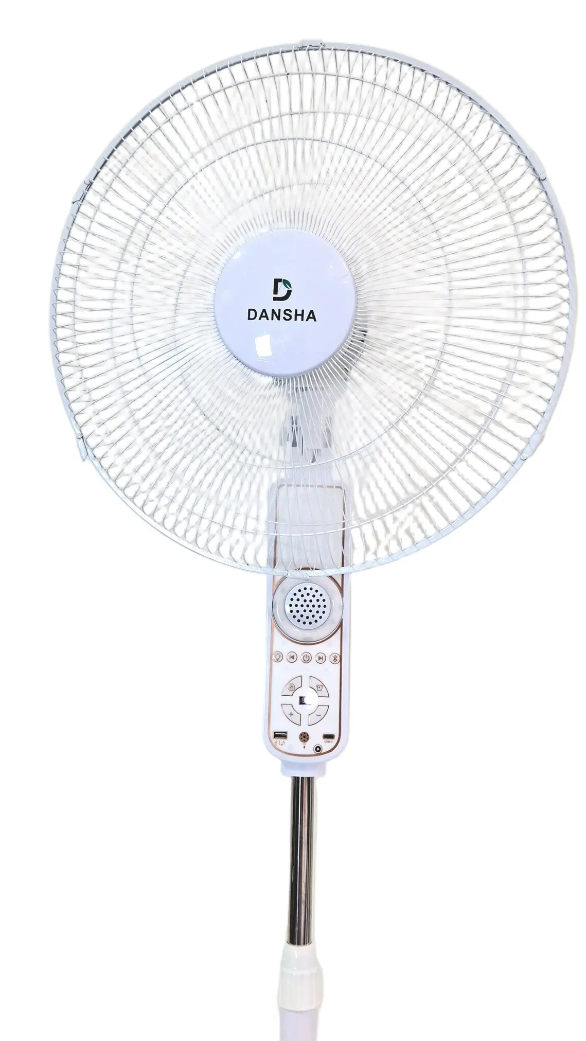 Dansha 18-inch fan with charging, Bluetooth, speakers, and light hover