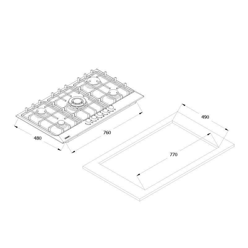 Fresh 90cm cast iron gas hob, HAFR90CMSC8869 hover
