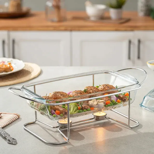 Pyrex rectangular casserole dish with lid and stand BORCAM 3800CC