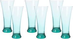 Set of 6 colored turquoise tea cups, complete green