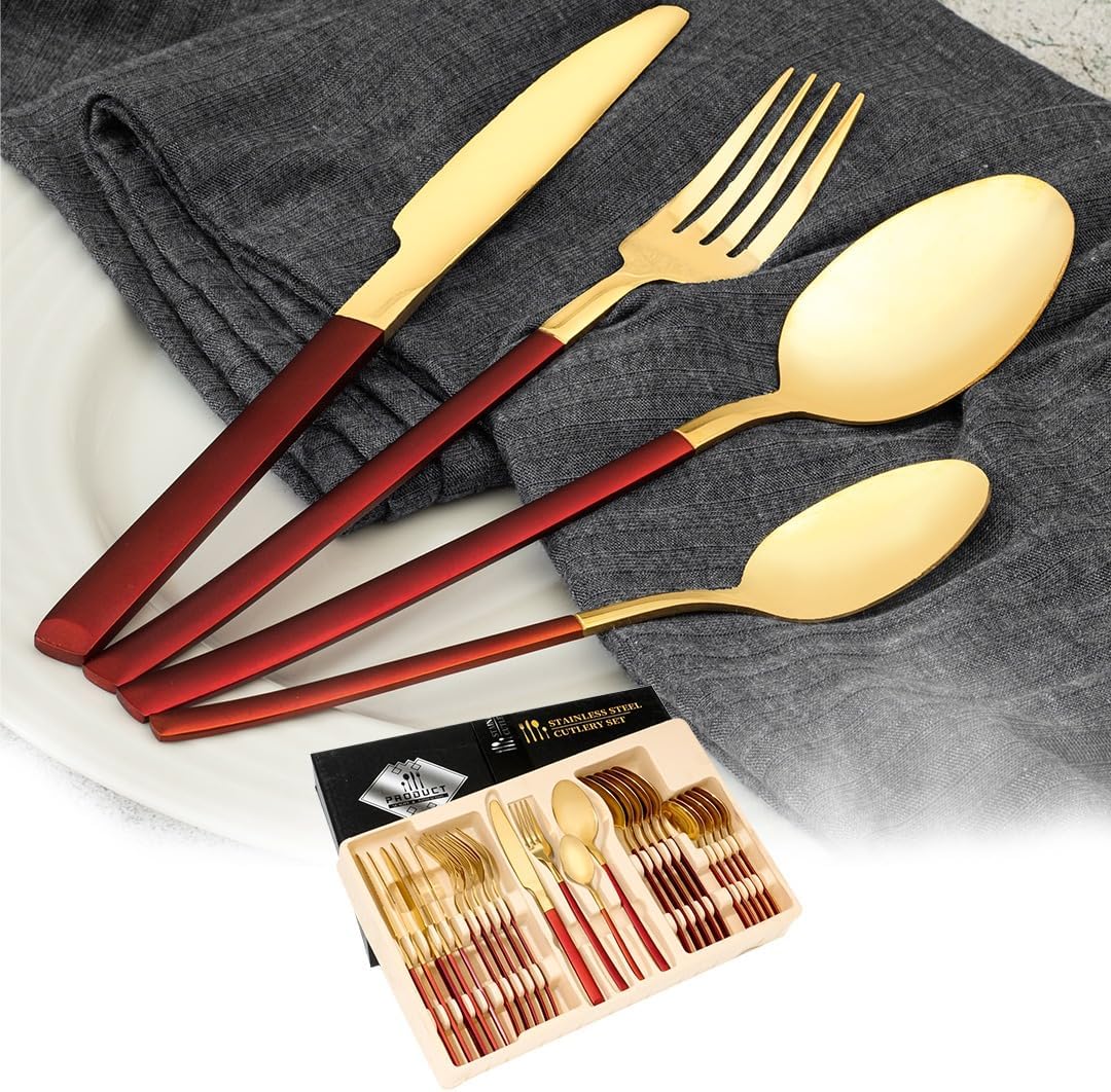 24-piece spoon set GOLD/RED DW