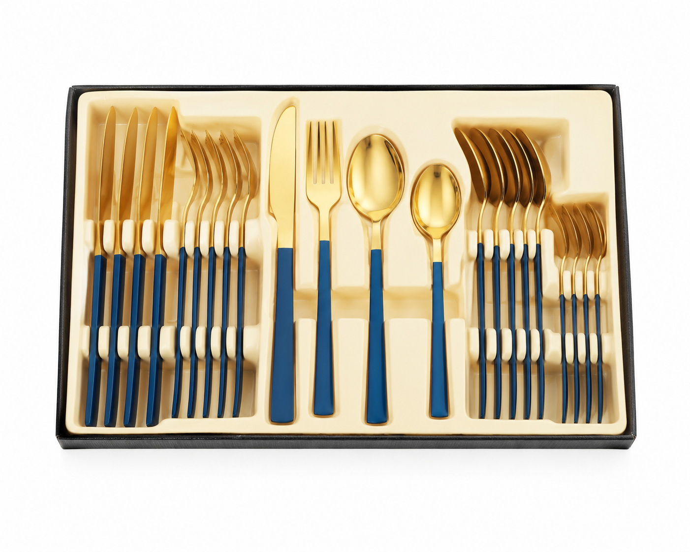 Luxury 10/18 Stainless Steel Cutlery Set, 24 Pieces, Blue, Code 1006