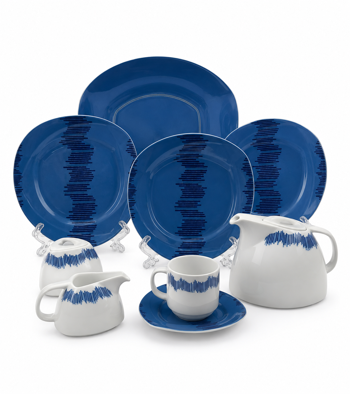 Rack Square Breakfast Set 24 Pieces BLUE WAV