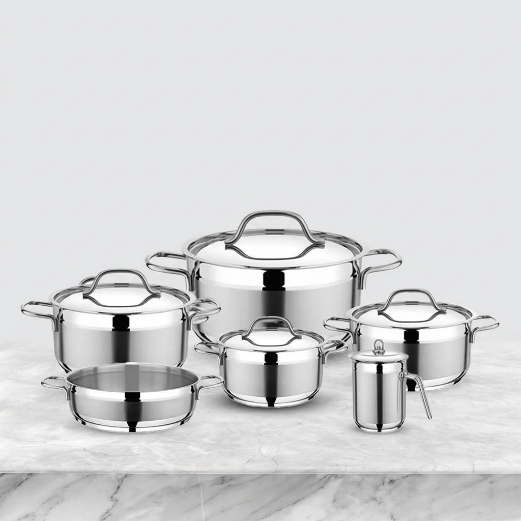 Oxford 12-Piece Stainless Steel Cookware Set with Gold-Tone Handles