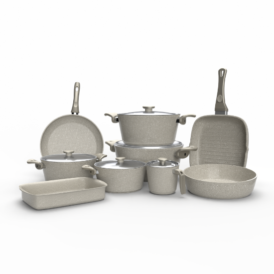10-Piece Set: T-Shape (28/24/20/18 cm), Wok (28 cm), and Tray (28 cm).